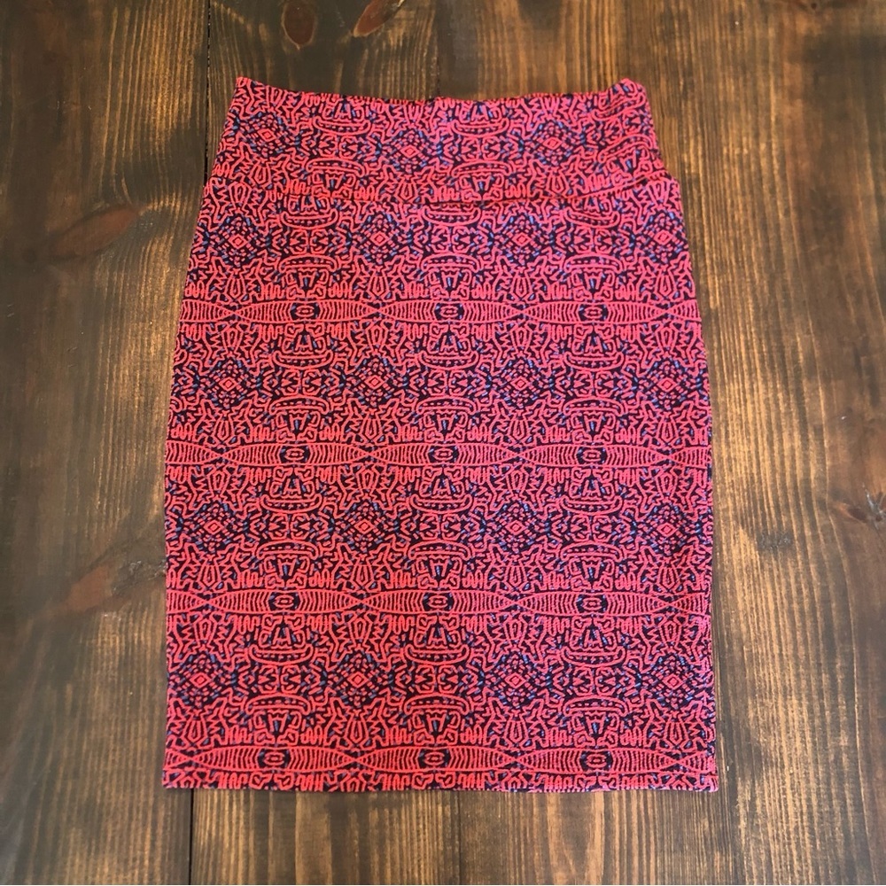 Lularoe Stretch Pencil Midi A-Line Skirt Floral Aztec Print Women’s Size Large